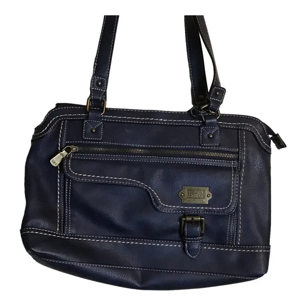 boc Women’s Classic Navy Blue Leather Satchel Handbag